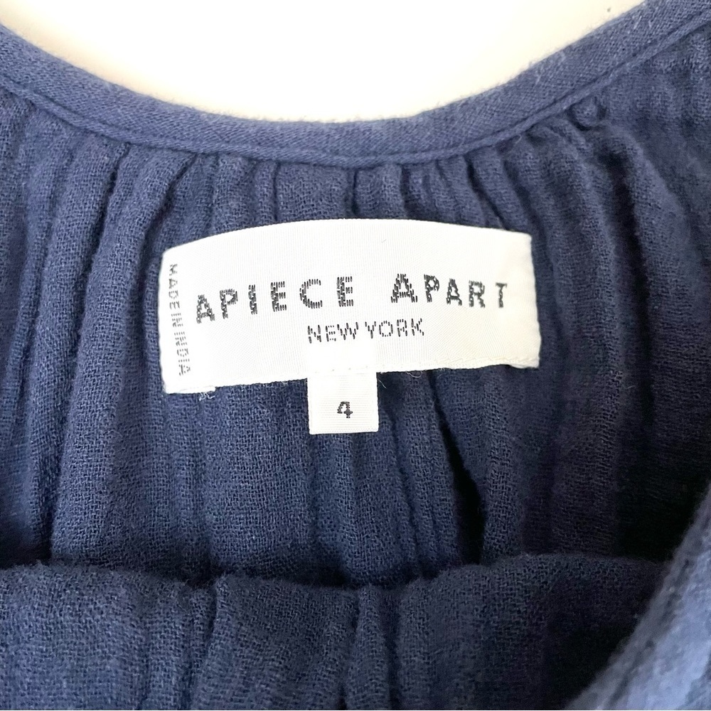 Apiece Apart Cela‎ Ruffled Crop Top Cotton Navy - Picture 9 of 11